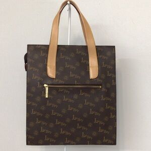 LEROY BROWN TOTE HANDBAG VINTAGE OLD STOCK NEW LOGO LEATHER TRIM 13 X 11 X 3